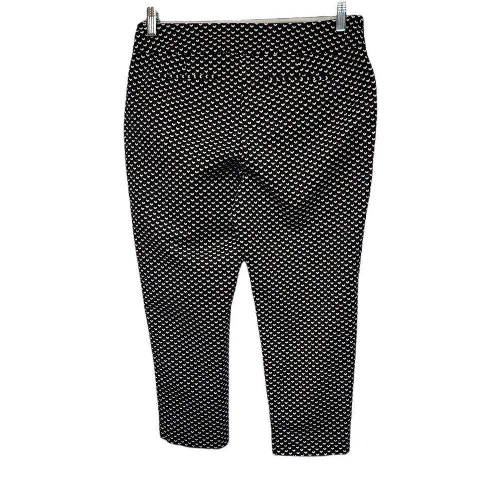 APT 9 Women's Pants Black White Geometric Cropped Flat Front Stretch Size 10 - Picture 2 of 8